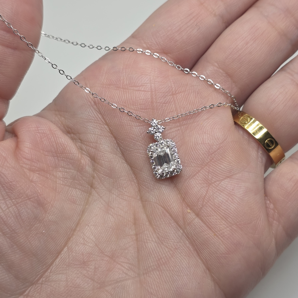 2ctw Moissanite Silver Pendant Necklace - Picture 4 of 7